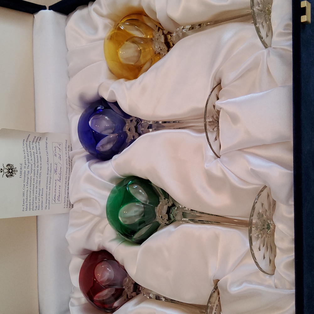 FABERGE LAUSANNE  HOCK WINE GLASSES EDITION #1 SET OF 4..
